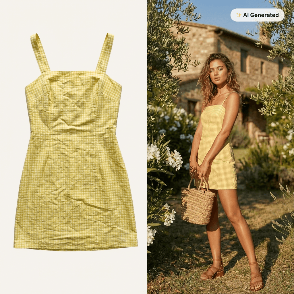 Simple process - folded shirt to model wearing it